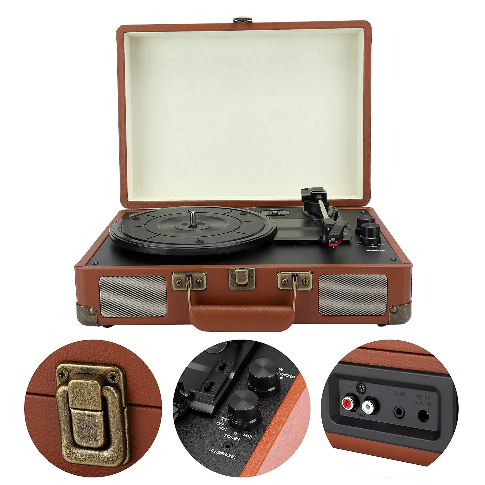 Giradischi in Vinile, Giradischi fonografo Vintage HY/T01, Giradischi Bluetooth, 33/45/78 Giri/min, 100 Giri/min, Supporta Dischi in Vinile da 7/10/12 Pollici.