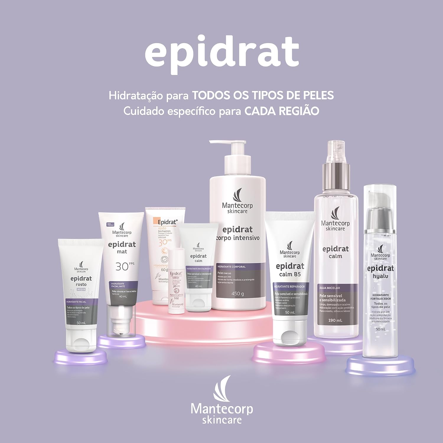 Hidratante Facial Epidrat Hyalu - 50ml - Fórmula com Ácido Hialurônico e Toque Ultraleve - Auxilia na Redução da Linhas Finas - Mantecorp