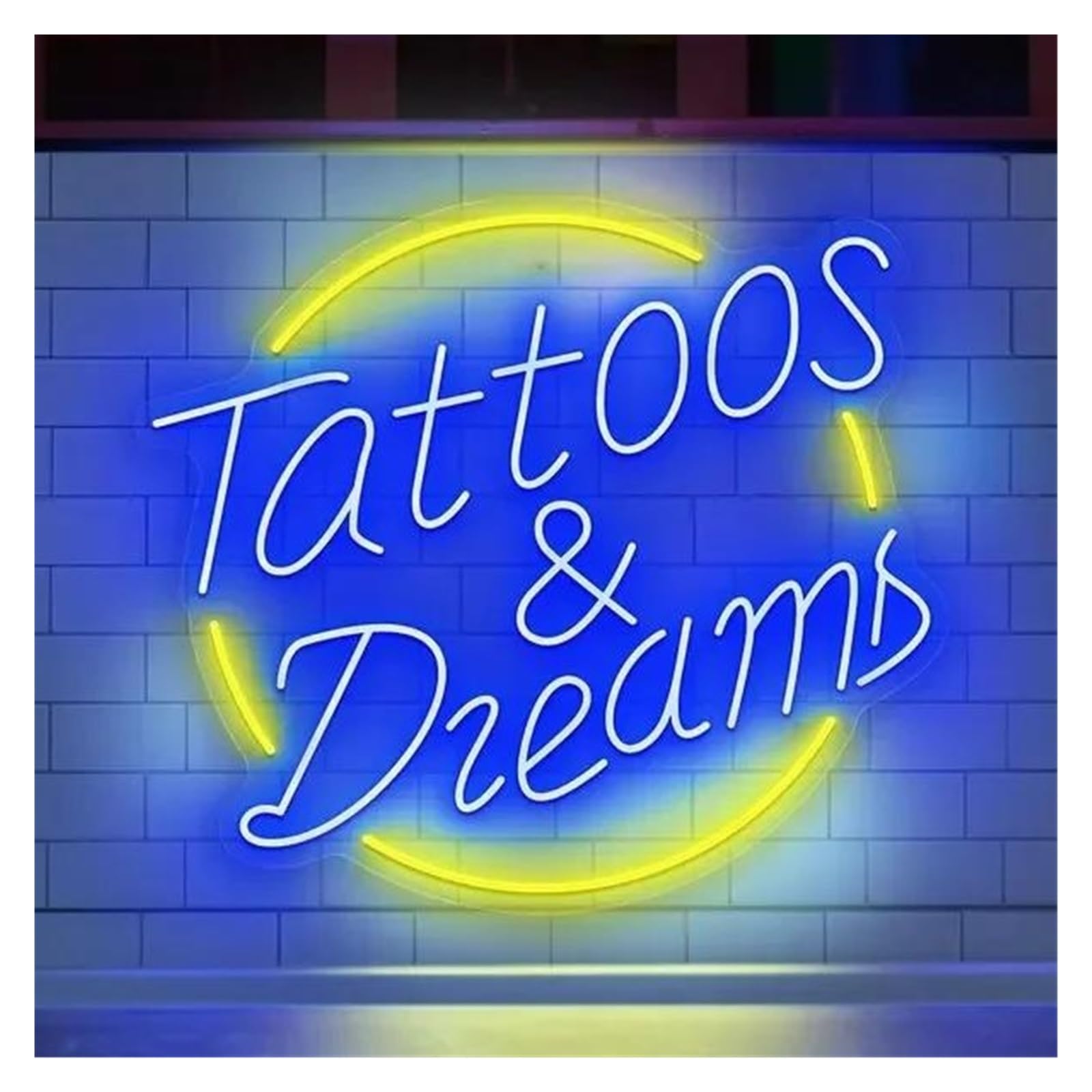 RONGCH Hanging Art Neon Signs Tattoos and Dreams Neon Sign Tattoo Studio LED Light Shop Storefront Wall Art Decor 45cm(C)