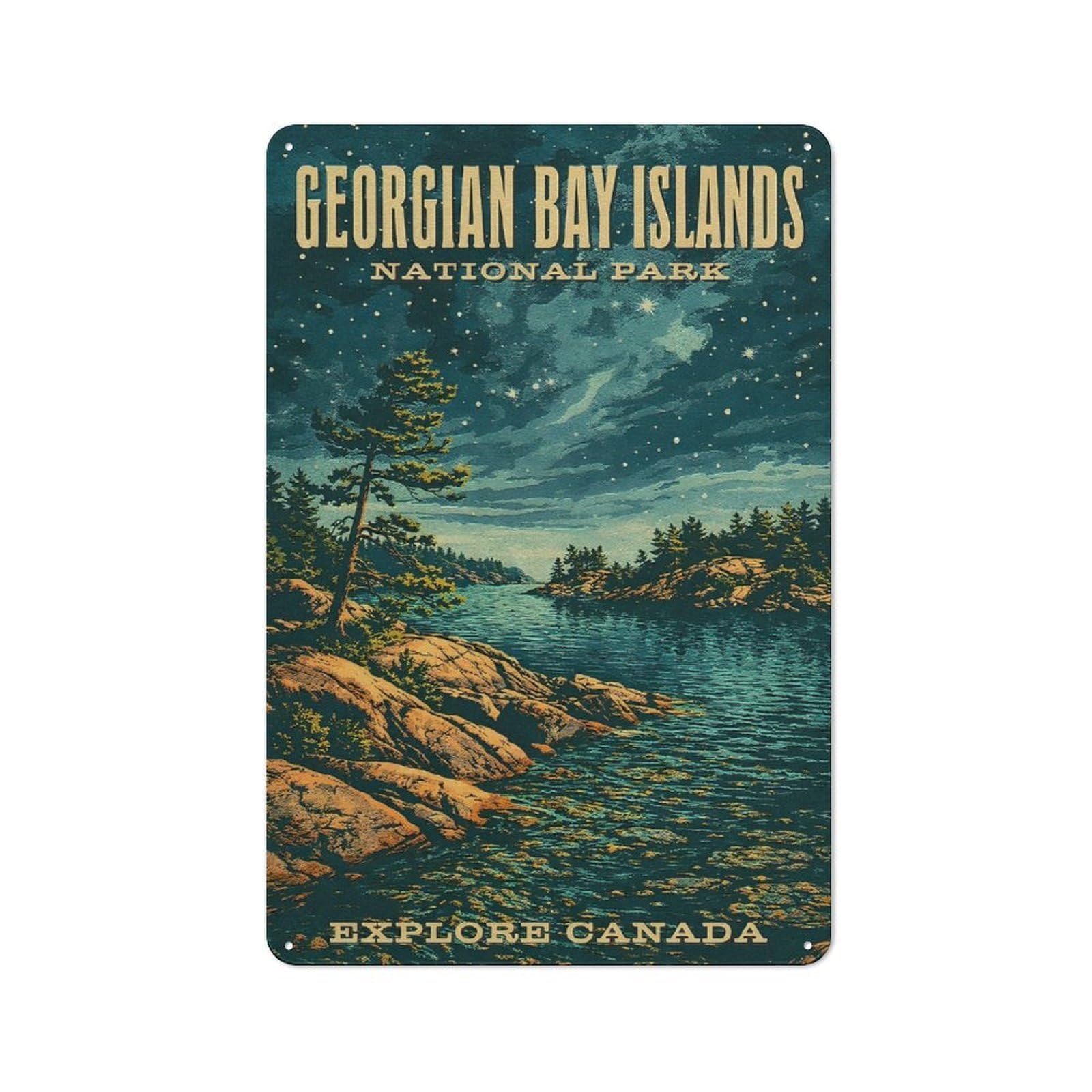 Junmoney Style-3 Rustic Metal Sign 30X20cm Featuring Georgian Bay Islands National Park Vintage For Hallway Wall, A Decorative Gift For A Newly Furnished Hallway