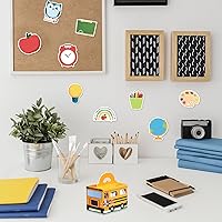 Vista 6 de Fulmoon Juego de 37 notas adhesivas de regreso a clases y caja de almacenamiento de autobús escolar, 36 piezas de regla de lápices, pizarra