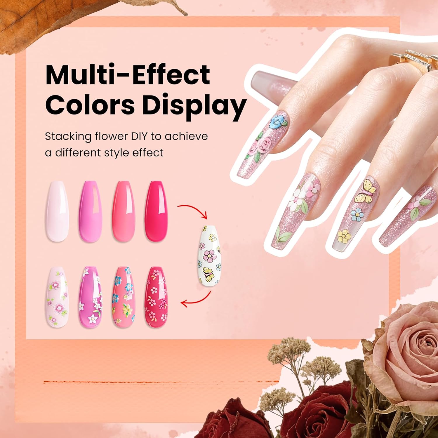 Nail Kit for Beginners with Everything: Acrylic Nail Set Professional Drill Powder Liquid Starter Kits with U V Lamp in Cosmetic Gift Bag for Women Salon Home(Pink)