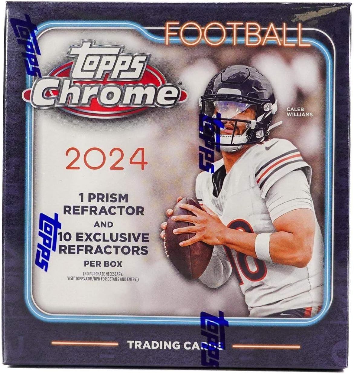 2024 Topps Chrome Football 7-Pack Trading Card Mega Box (1 Prism Refractor + Ten Rookies Per Box!)