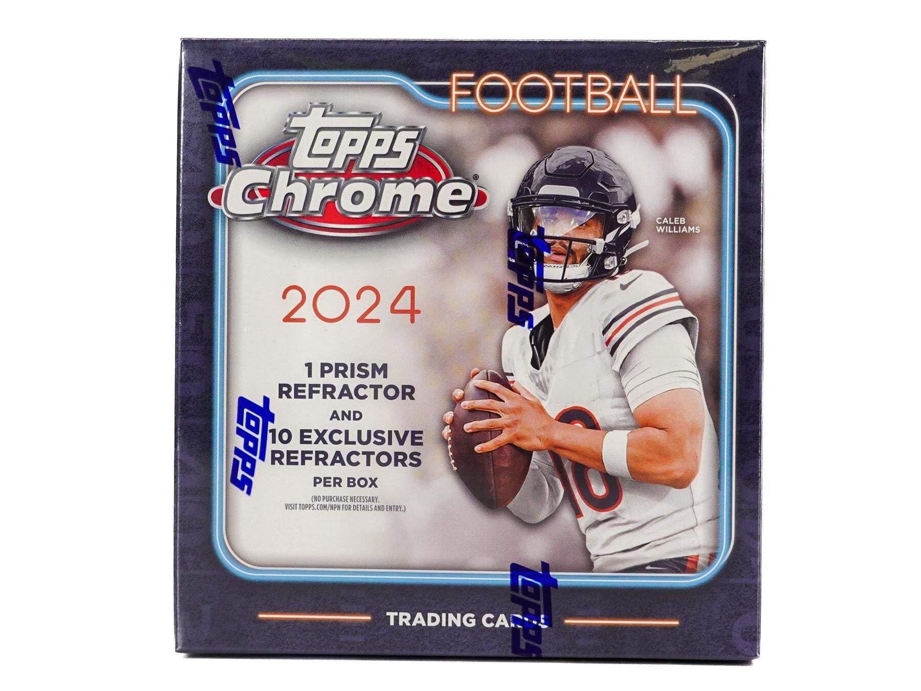 2024 Topps Chrome Football 7-Pack Trading Card Mega Box (1 Prism Refractor + Ten Rookies Per Box!)