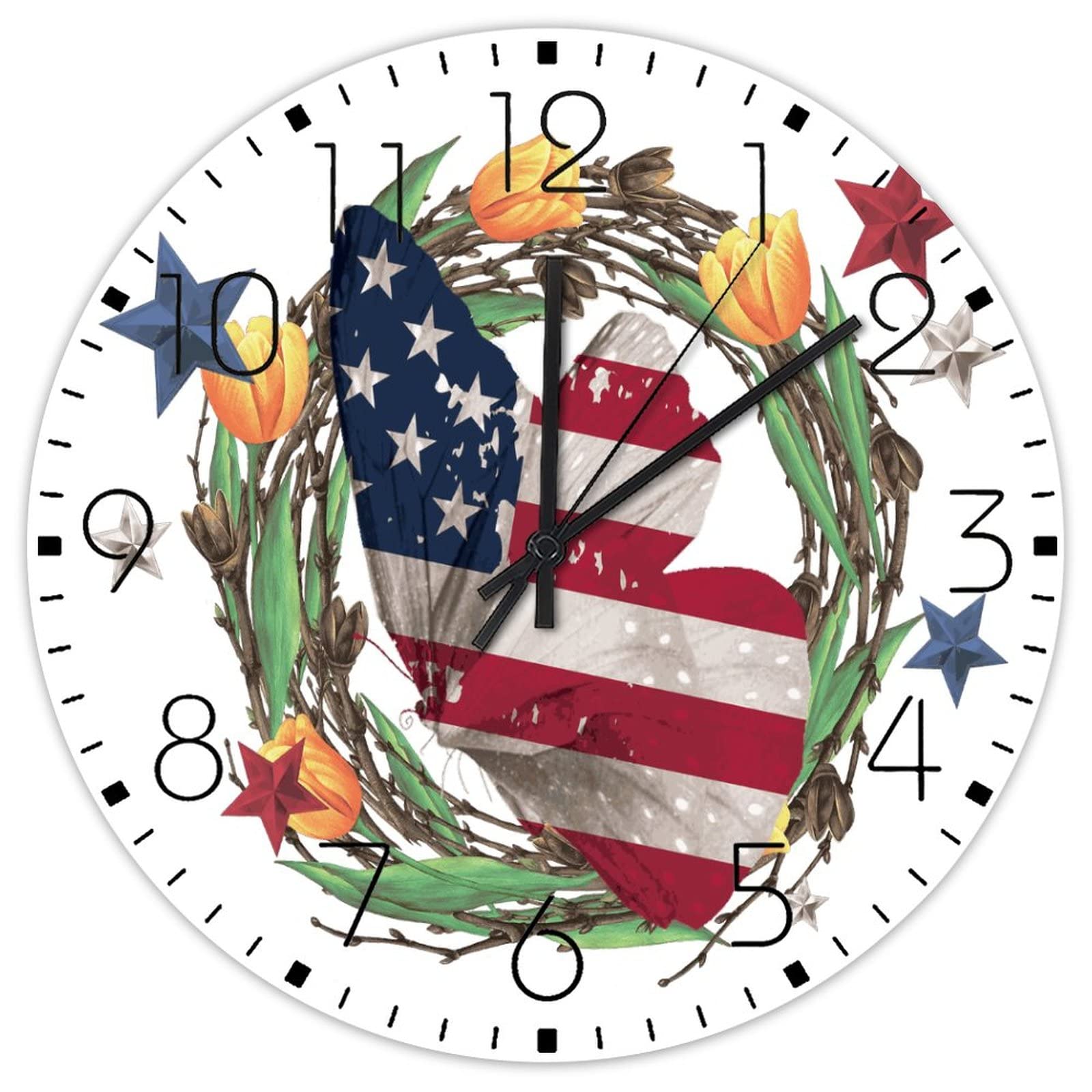 Horloge murale analogique papillon en bois à suspendre, le cadeau idéal de 38cm