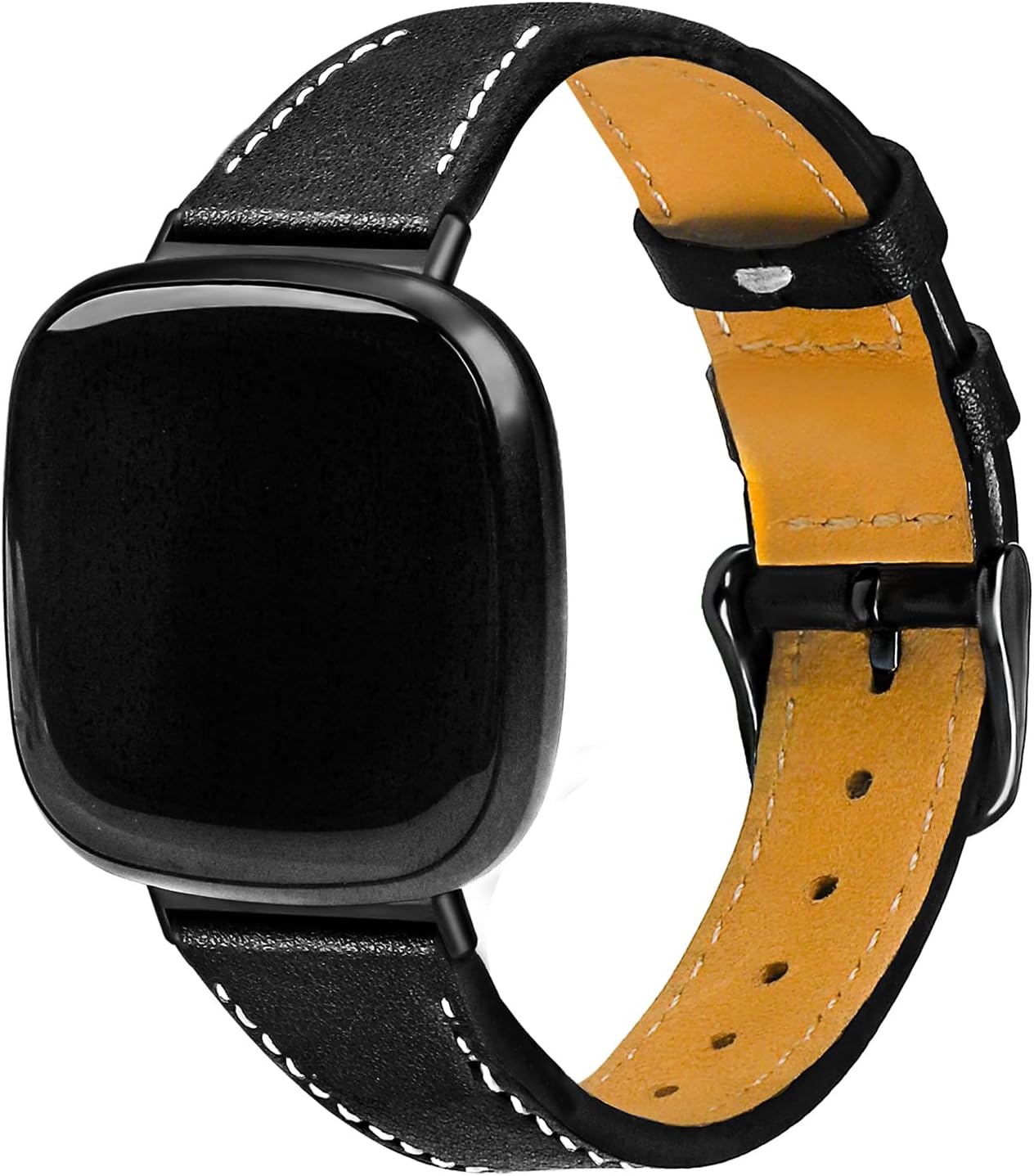 Leather Bands Compatible with Fitbit Sense 2/Sense/Versa 4/Versa 3, Replacement Genuine Leather Straps for Women Men image 2