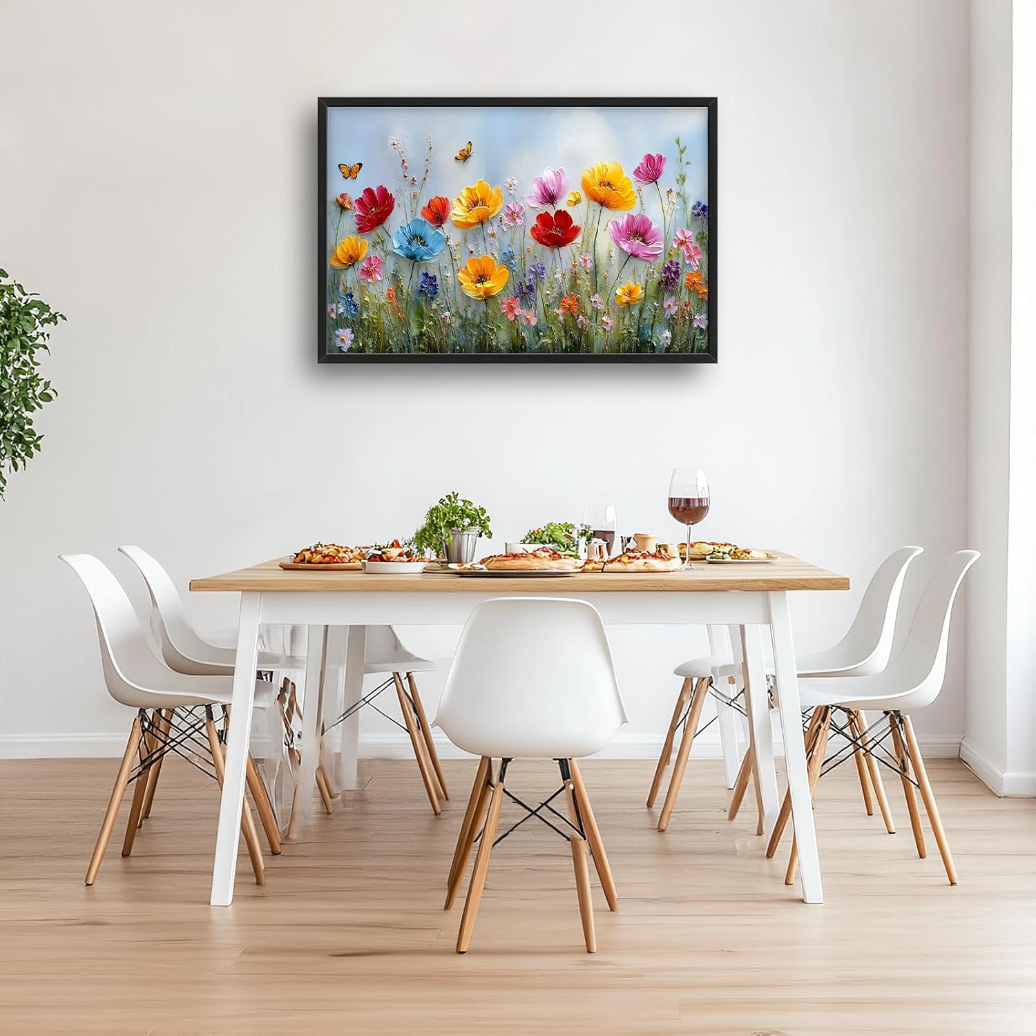 Large Wall Art For Living Room Wildflower Canvas Wall Decor Flower Pictures Floral Paintings Prints Big Textured Artwork Framed Modern Decorations For Living Room Office Bedroom Bathroom Gifts 36" x 24"