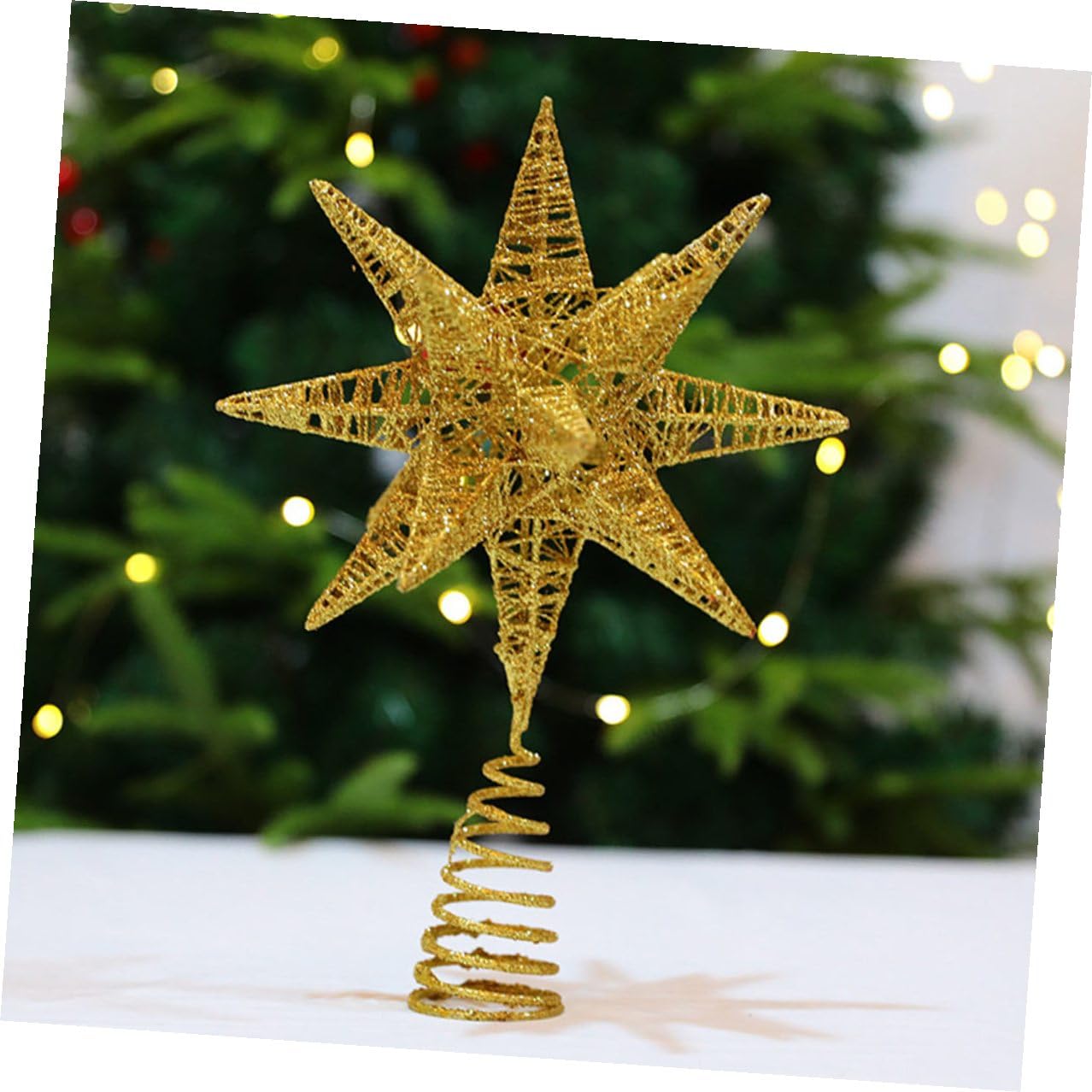 Decoración Estrella de Hierro para Árbol de Navidad Adorno Colgante Dorado para Ventana Accesorio Festivo Resistente y Decorativo para Fiestas y Hogar