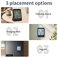 Vista 6 de Termómetro digital higrómetro, termómetro de pared interior, monitor de temperatura de humedad interior con registros máximos y mínimos
