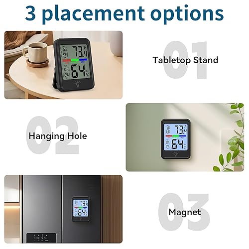 Miniatura 6 de Termómetro digital higrómetro, termómetro de pared interior, monitor de temperatura de humedad interior con registros máximos y mínimos