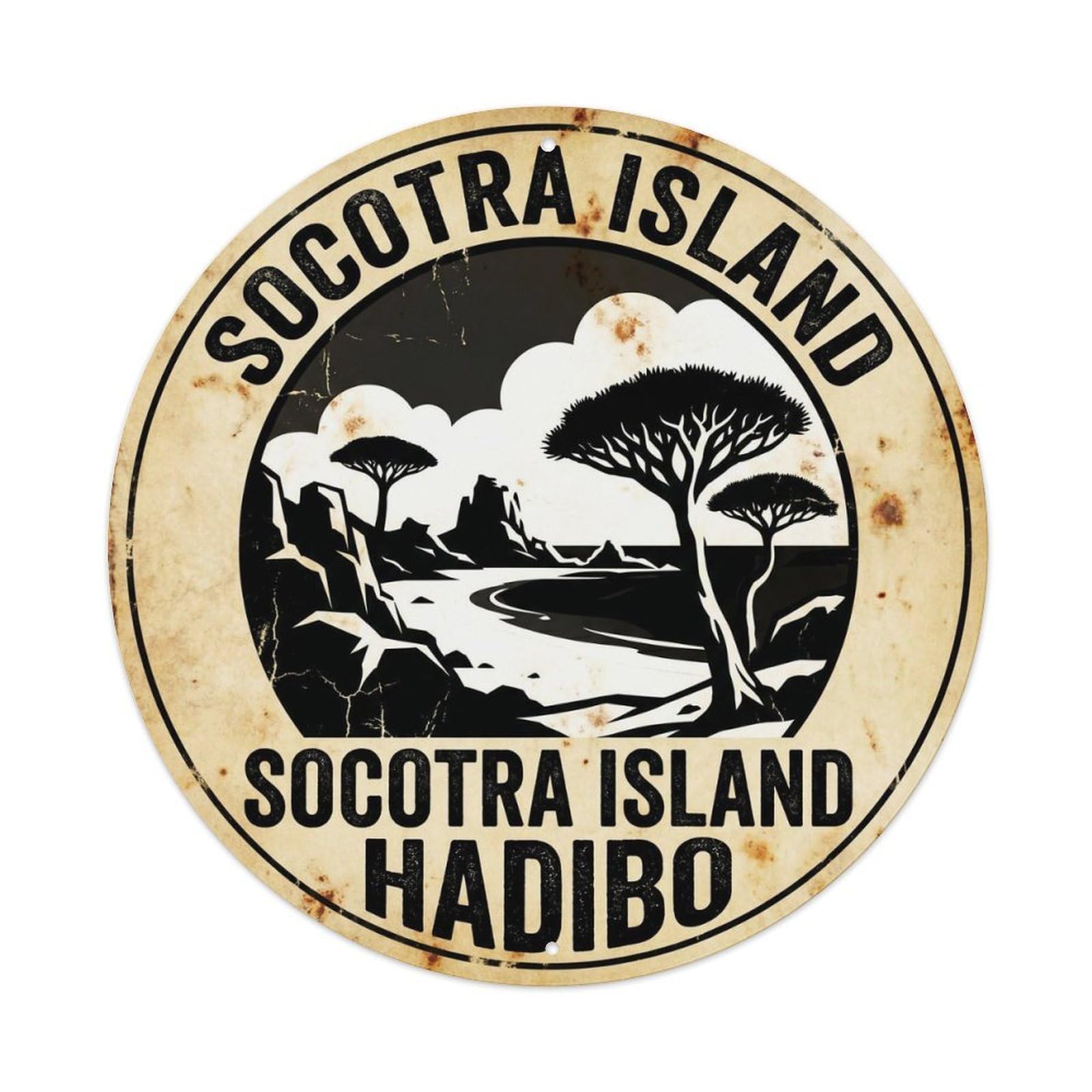 Socotra Hadib Tropical Lagoon Graphic Contrast Metal Tin Sign