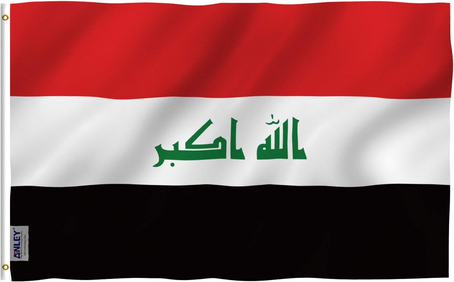 ANLEY Fly Breeze 3x5 Feet Iraq Flag - Vivid Color and UV Fade Resistant - Canvas Header and Double Stitched - Republic of Iraq Flags Polyester with Brass Grommets 3 X 5 Ft