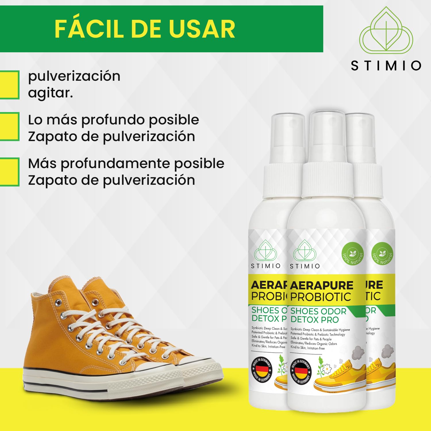 ¡Adiós al mal olor de pies! Spray desodorante probiótico y enzimático contra el sudor – Elimina olores con microorganismos activos – Natural, ecológico y sin perfumes sintéticos