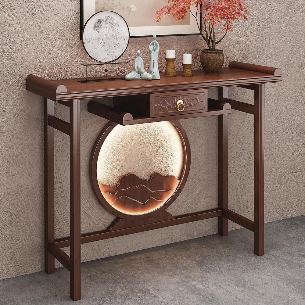 Tavola d'altare cinese Tavolo d'accento con cassetto LED Mountain | Scrivania decorativa(M)