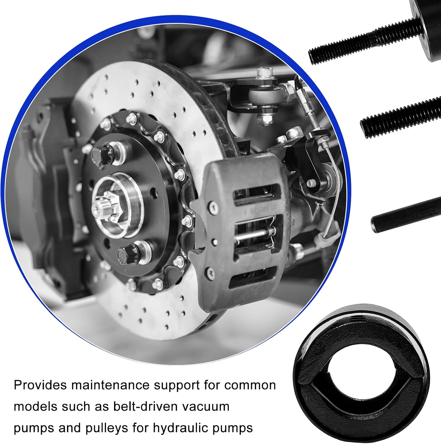 Power Steering Pump Pulley Removal Tool, Heavy-Duty Carbon Steel Pulley Puller Remover & Installer, Vehicle Installation Removal Tools for Power Steering Water Vacuum Pump Pulleys