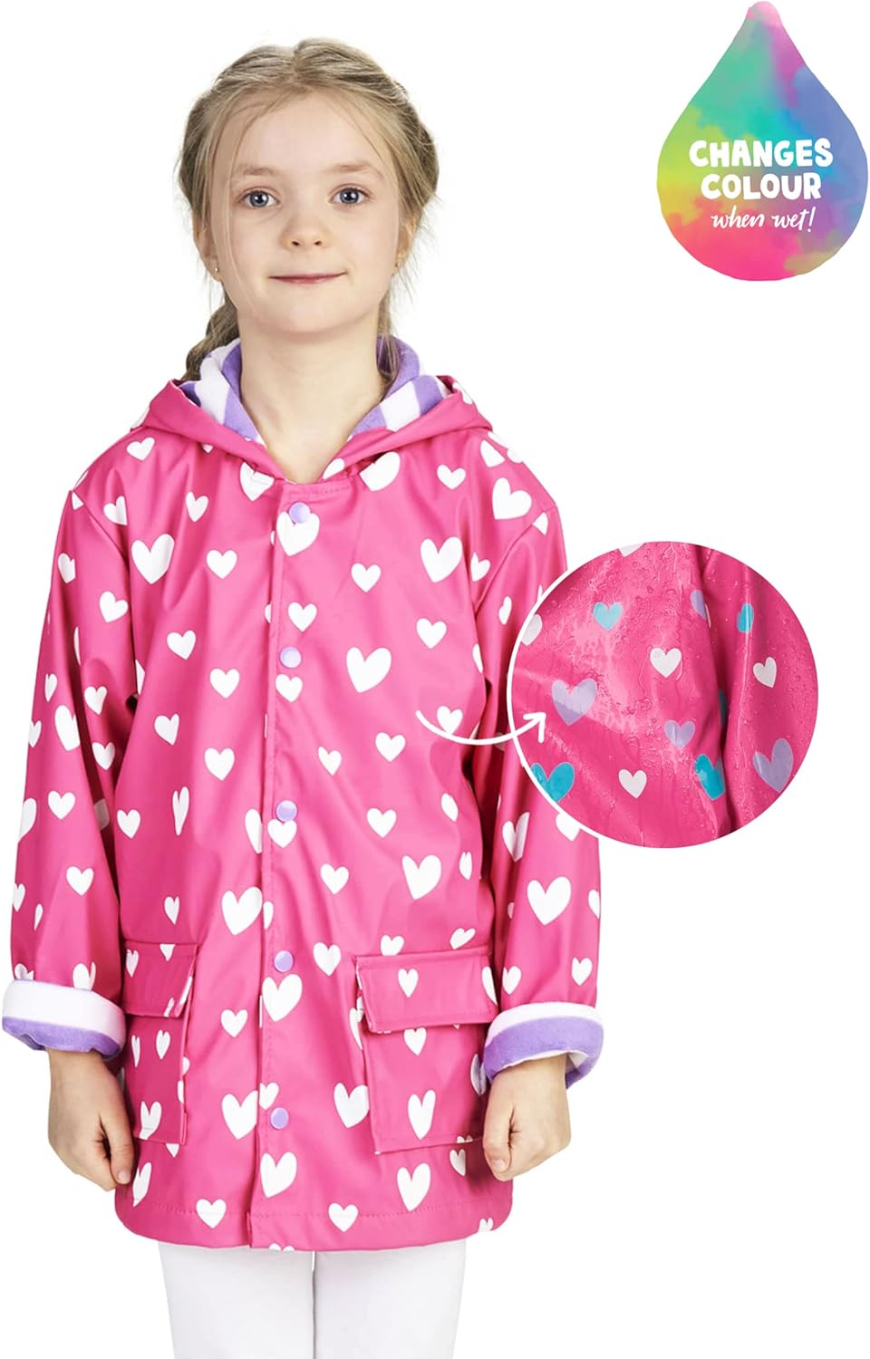 Hatley Girls Printed Raincoat 2 Years Colour Changing Colourful Sweethearts
