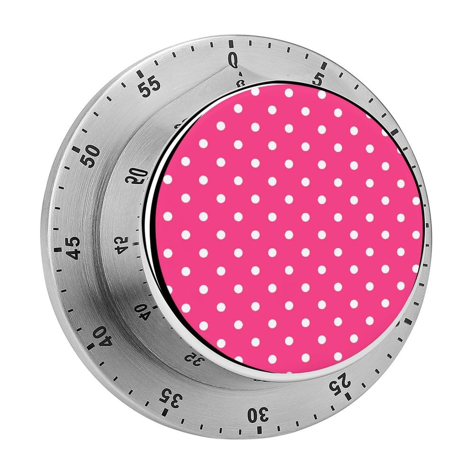 Pink Polka Dot Circular Rotating Timer, Suitable for Kitchen and Bedroom
