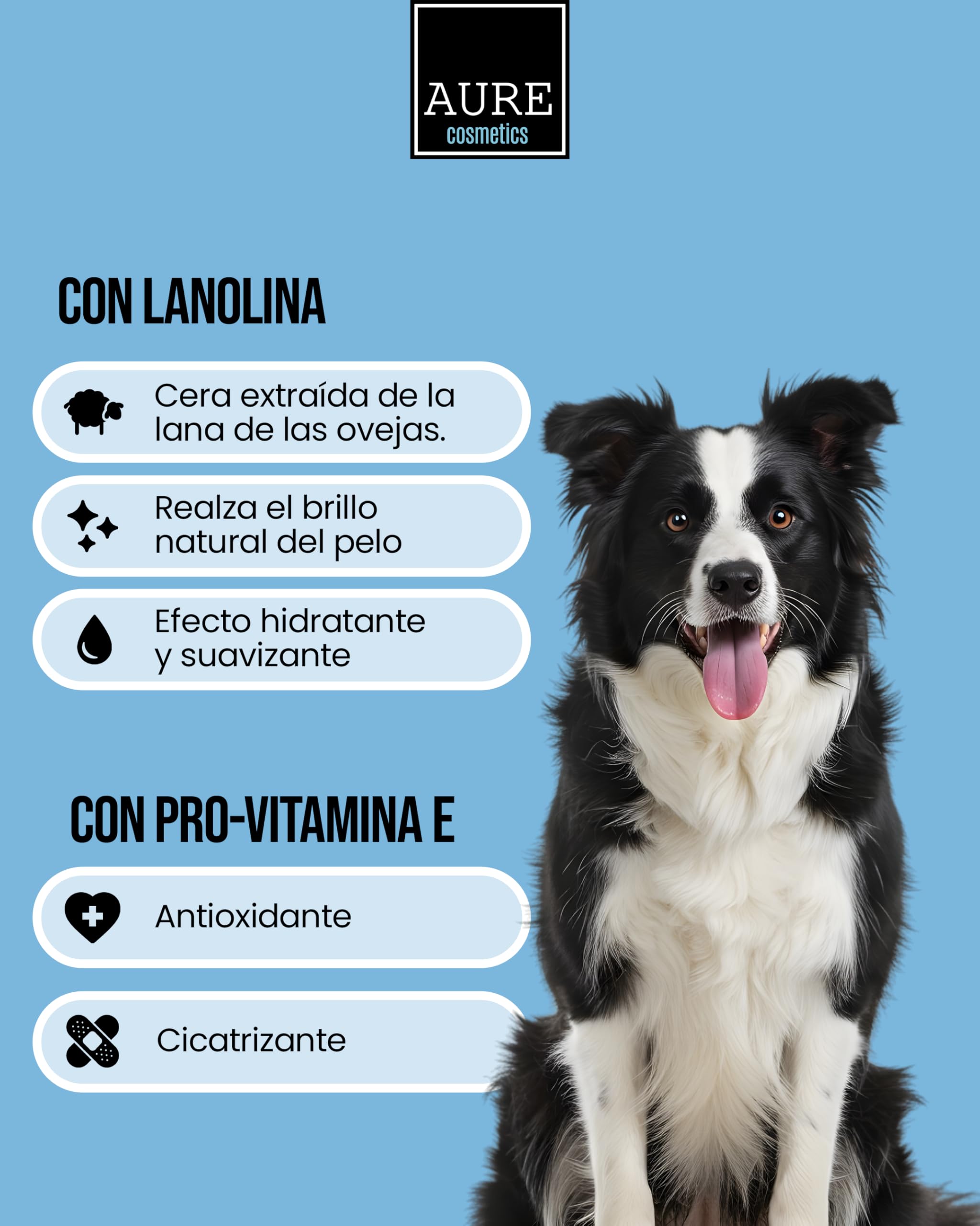 AURE - Champú Acondicionador para Perros y Gatos 5 L. Champu Perro 2 en 1 con Provitamina E, pH Neutro, Desenreda y Aporta Brillo. Champu gatos Uso Frecuente, Ideal para uso doméstico