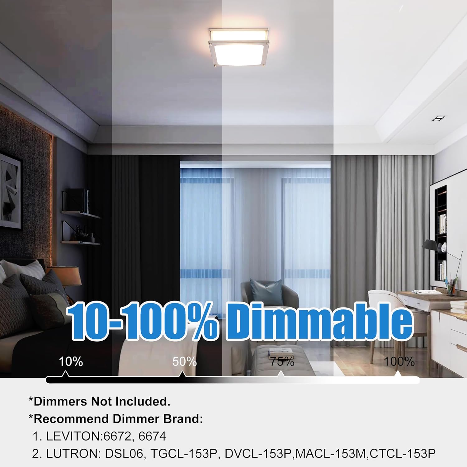 12 Inch LED Square Flush Mount Ceiling Light, 15W Double Ring LED Ceiling Lighting with 4000K Neutral White, Dimmable Close to Ceiling Lamp, Hardwired Light Fixture for Kitchen Hallway Basement
