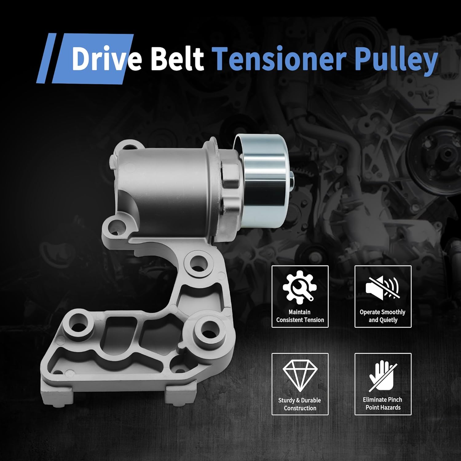 Belt Tensioner Assembly with Pulley Compatible with Toyota Avalon 2005-2018, Camry 2007-2017, Highlander 2008-2016, RAV4 2006-2012, Sienna Venza 2009-2016, Fit for Lexus ES350 RX350 2007-2015