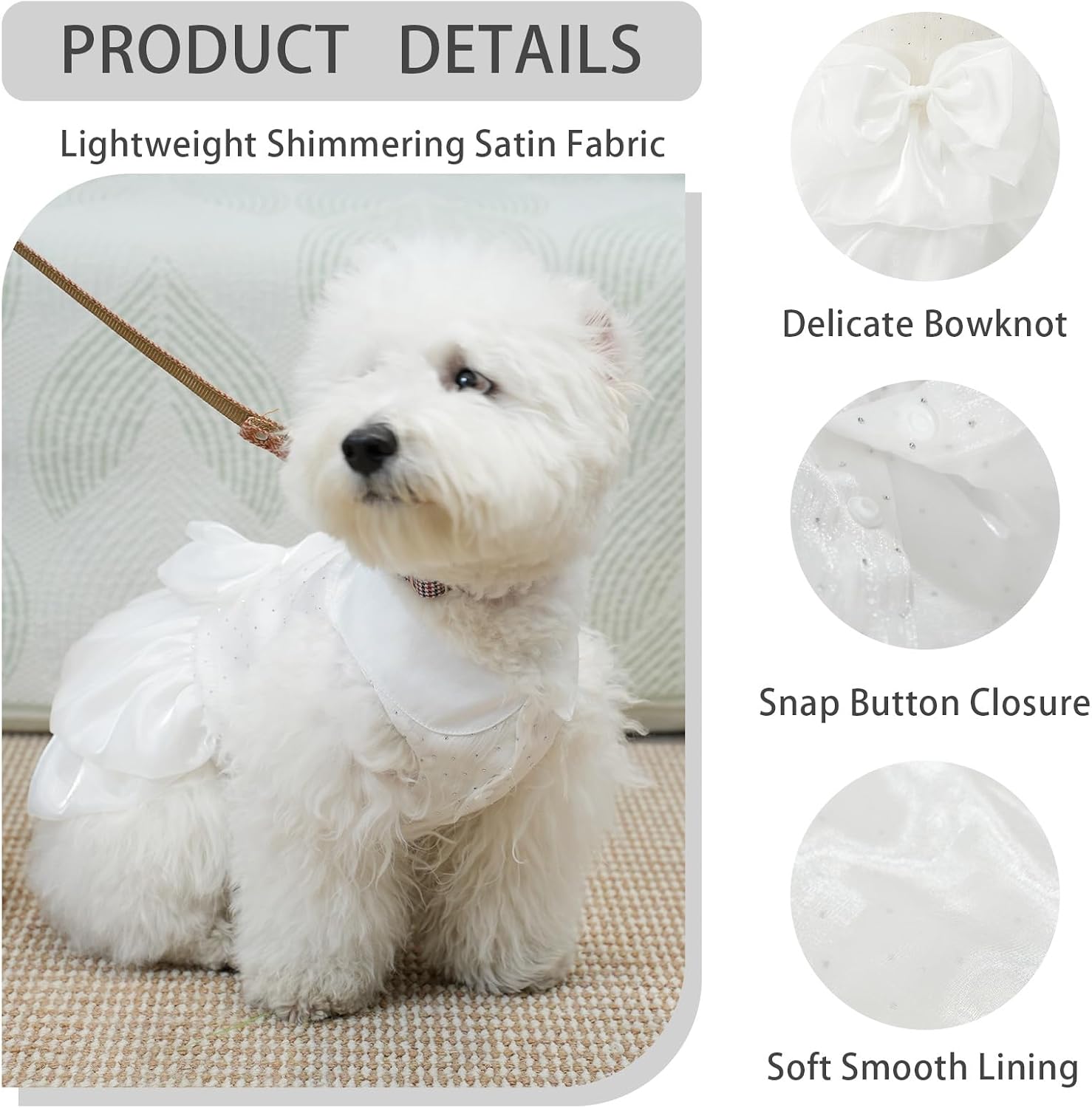 Dog Dress,Pet Wedding Dress Princess Formal Tutu Skirt with Bowknot,Puppy Birthday Party Outfit Apparel Girl for Small Dogs Cats (White, XX-Large)
