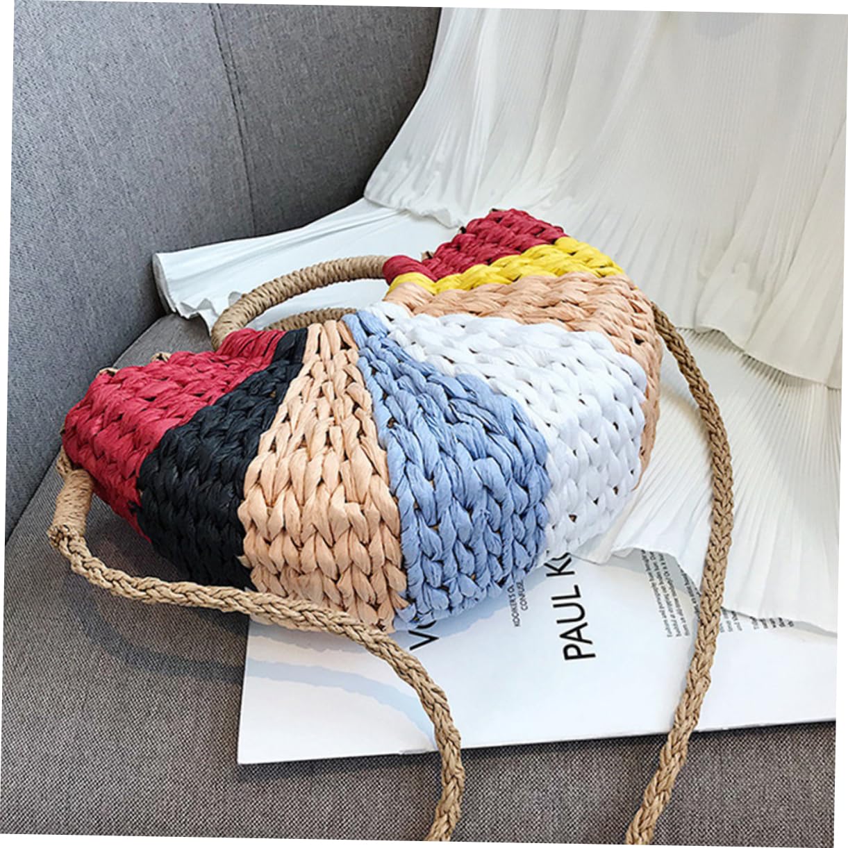 Borsa Intrecciata in Paglia Capiente, Borsello a Tracolla Fashion | Atmosfera Estiva, Stile Creativo e Distintivo, Formato Pouch per Shopping e Lavoro