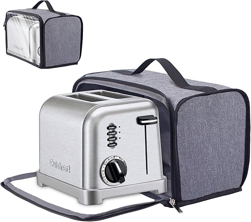 Funda para tostadora con base para ranura ancha de 2 rebanadas, funda para horno tostador compatible con Cuisinart, cubierta de pan pequeña, 2