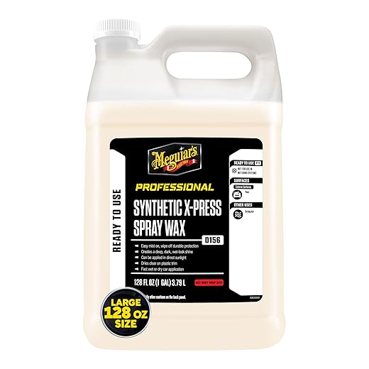 Meguiar's D15601 Synthetic X-Press Spray Wax for Car Detailing, Creates a Deep Shiny Look, Can Be Applied to Wet or Dried Paint and In Direct Sunlight, Moisture Rolls Off Waxed Paint, 1 Gallon