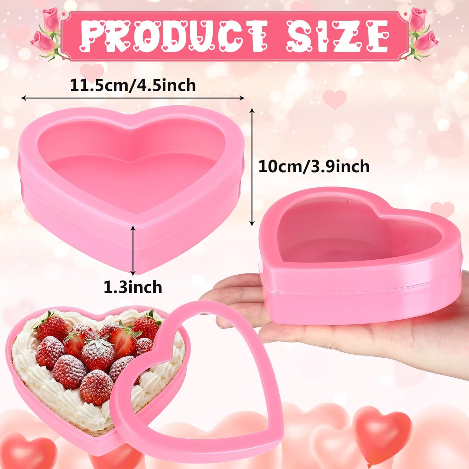 wesiti 6 pcs small heart shaped boxes with window valentine's day gift boxes plastic storage container for diy projects presents candy jewelry mother's day gifts(pink)