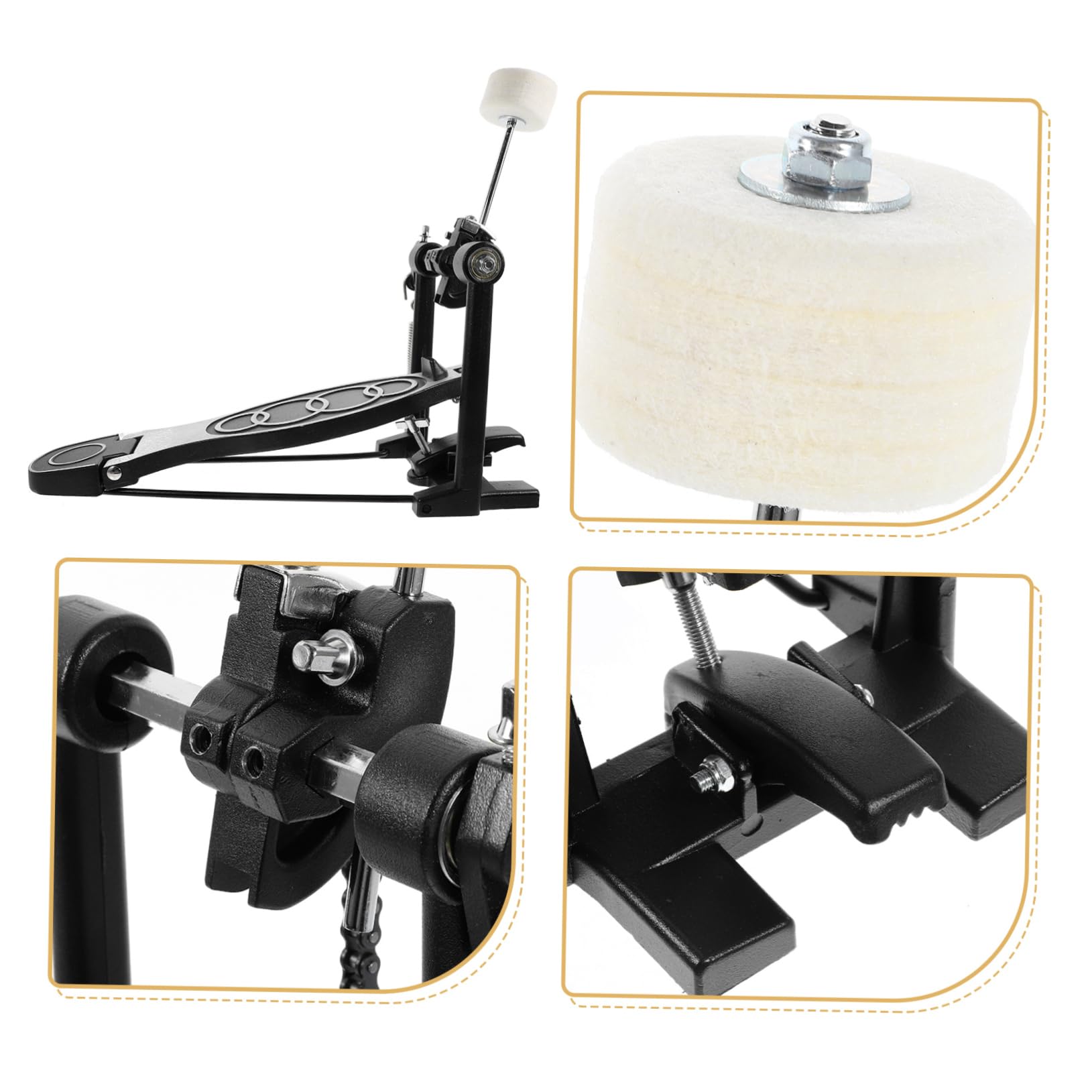 Pedale per Batteria Singolo Nero in Lega di Alluminio e Ghisa, Accessorio di Precisione Multifunzione per Grancassa e Kit di Batteria