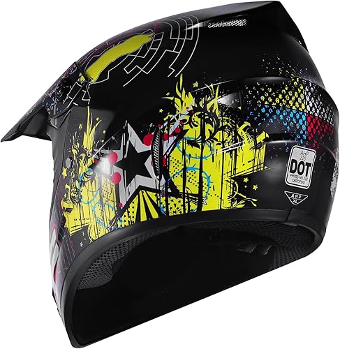 Miniatura 6 de Casco de motocross para bicicleta de tierra, casco de motocicleta todoterreno de cara completa con guantes y gafas para unisex adulto, aprobado por