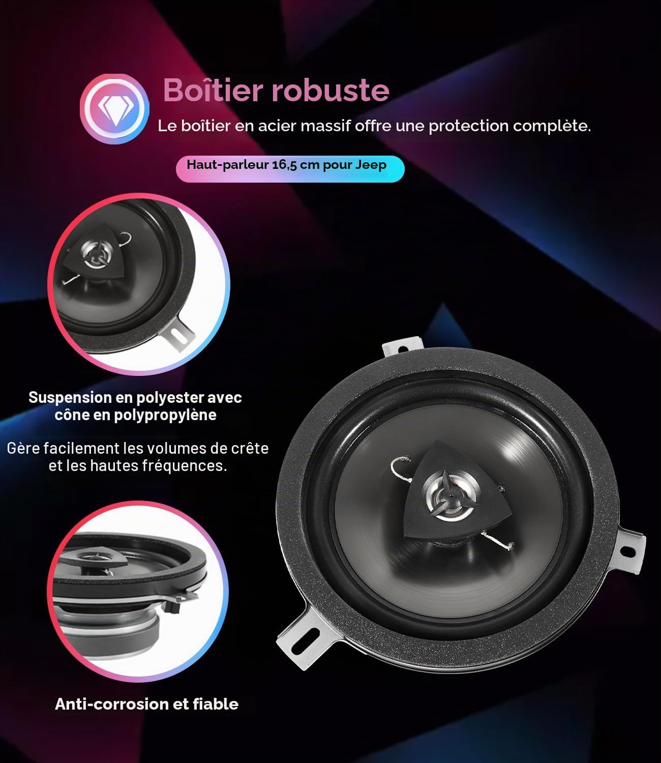 Lot de 2 remplacements pour haut-parleur Kicker pour Jeep Wrangler JK JKU 2007-2018 77KICK10