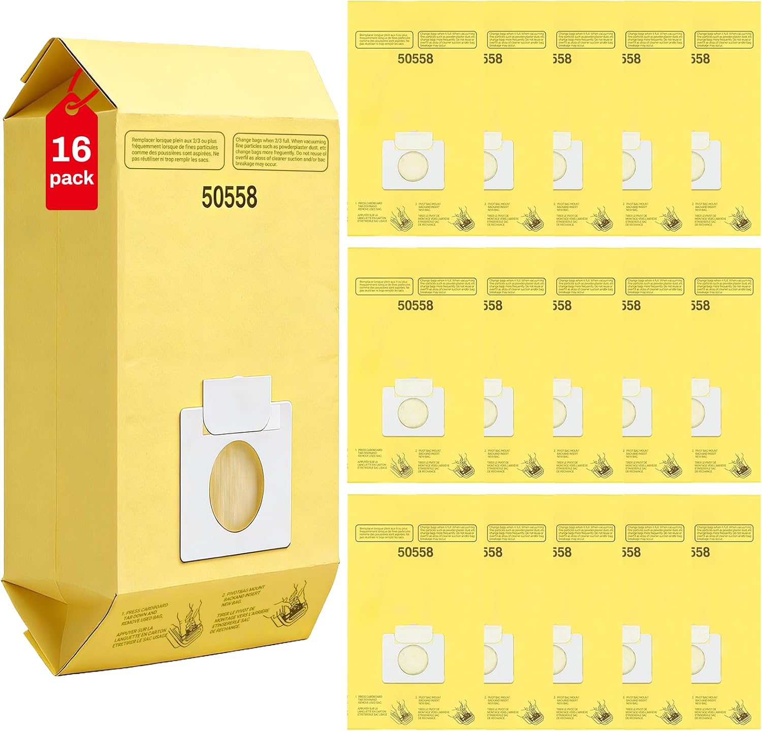 16 Pack 5055 Replacement Bags Compatible with Kenmore Canister Vacuum C/Q 50555, 50557, 50558 and Type C-5, C-18