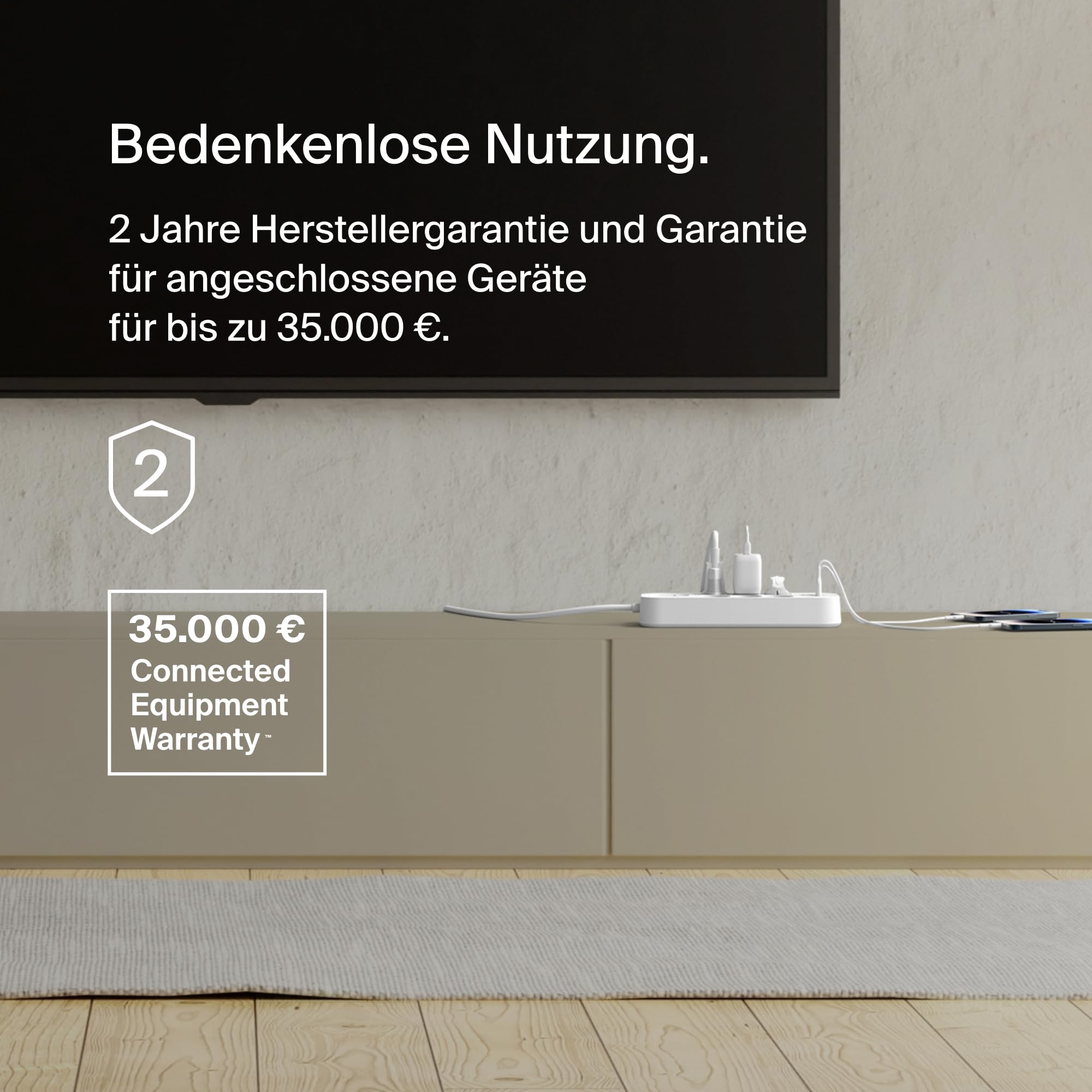 Belkin 6-Fach Steckdosenleiste, Überspannungsschutz, USB-C, USB-A, 2m-Kabel | Verlängerungskabel mit USB-C- + USB-A-Ports, Wandmontage, Mehrfachsteckdose 6fach, 2-m-Netzkabel, 650 J, Kontrollleuchte
