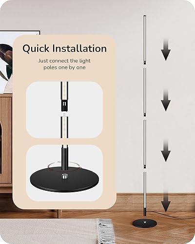 Miniatura 22 de EDISHINE Lámpara de pie LED de esquina, moderna luz delgada y regulable, altura ajustable, lámpara alta minimalista de 57.5 pulgadas para sala