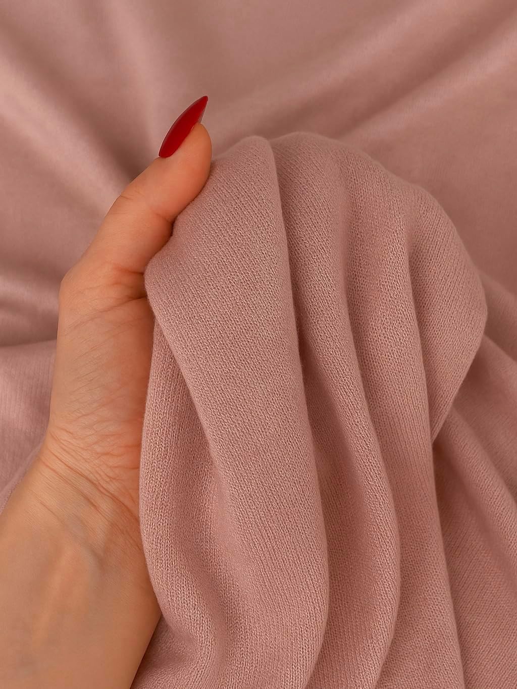 Faux Cashmere Knit Fabric - Ultra Soft & Stretchy Knit by The Yard - Perfect for Sweaters, Cardigans, Dresses, Loungewear & Baby Clothing - Rayon Polyester Nylon Blend (Mauve, 1 Yard)