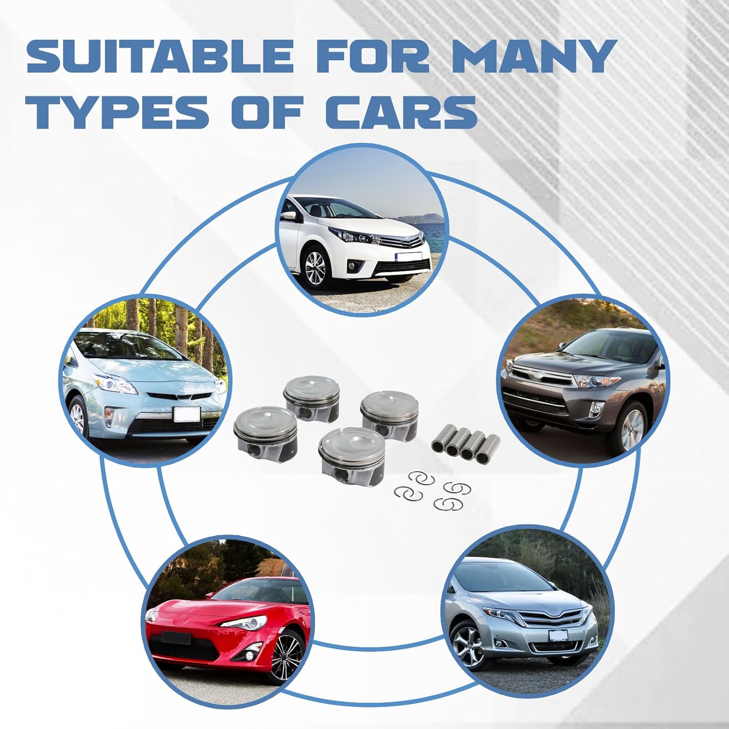 EJ7Z6108E 4Pcs Piston & Rings kit for 2016-2018 Focus 2015-2018 Mustang 2015-2019 MKC 2.3L