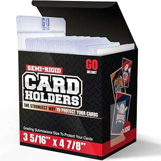GoDelight Semi-Rigid Card Holders for PSA SGC BGS CSG Grading - 200 Pack with Soft Sleeves, 3-5/16" x 4-7/8" Perfect Fit