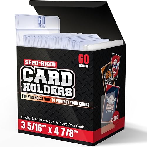 Tarjeteros semirrígidos para PSA, SGC, BGS, CSG Grading – Paquete de 200 – Fundas para tarjetas de béisbol – 100 soportes para tarjetas coleccionables + 100 fundas suaves – 3-5/16 pulgadas x 4-7/8