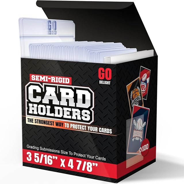 Tarjeteros semirrígidos para PSA, SGC, BGS, CSG Grading – Paquete de 200 – Fundas para tarjetas de béisbol – 100 soportes para tarjetas coleccionables + 100 fundas suaves – 3-5/16 pulgadas x 4-7/8