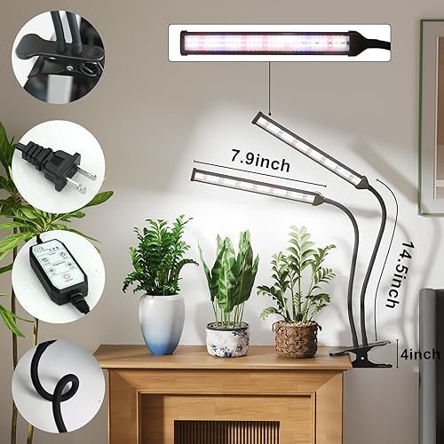 Miniatura 9 de GooingTop Lámpara LED de crecimiento de 6500 K, 50 W, espectro completo, 72 LED, cuello de cisne, lámpara con clip para plantas de interior, inicio
