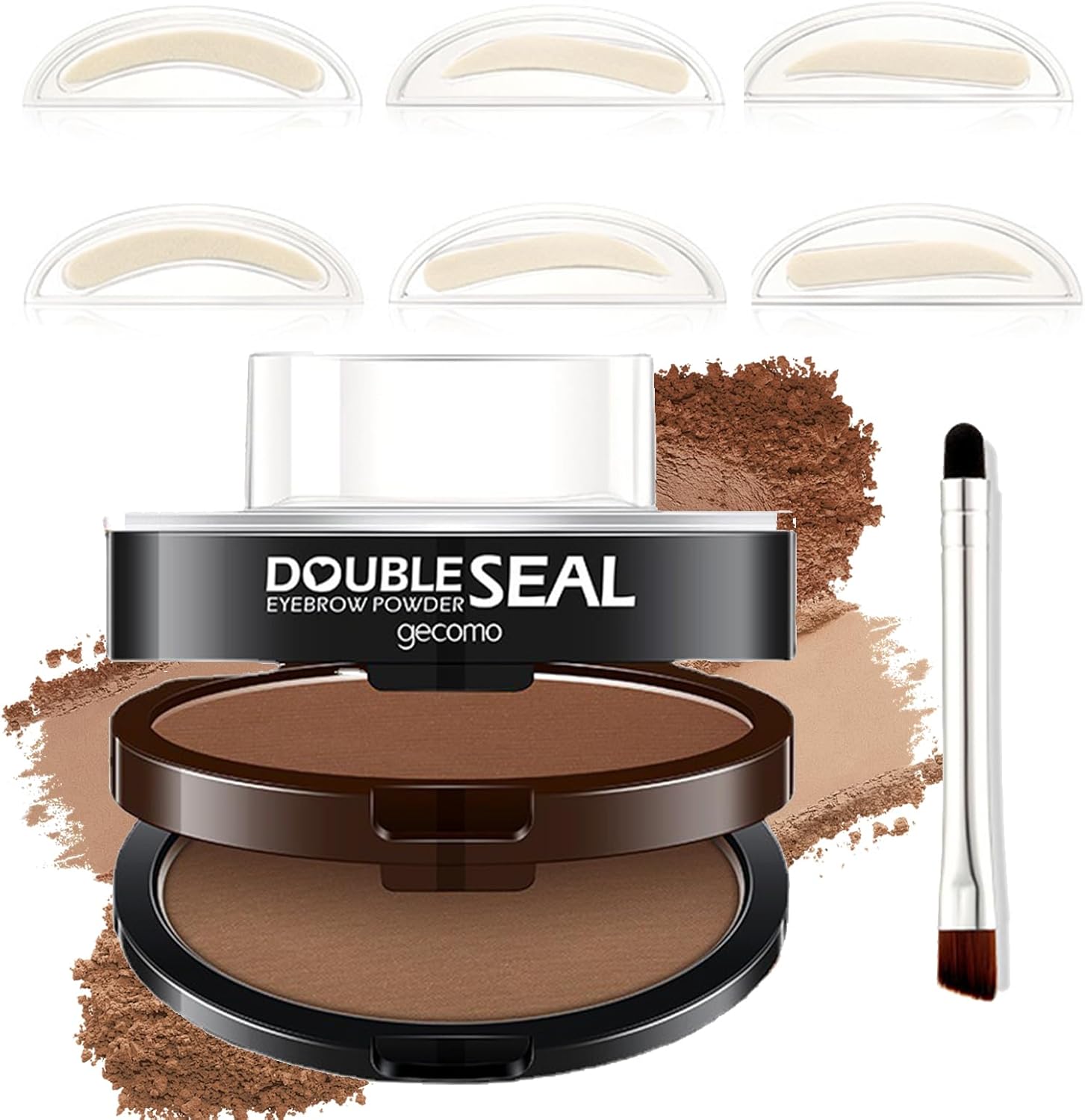 Eyebrow Powder, Two-Tone Water Resistant, Eyebrow Powder, One Step, Easy to Use, Eyebrow Template, Highly Pigmented, Long Lasting, Eyebrow Paint Set