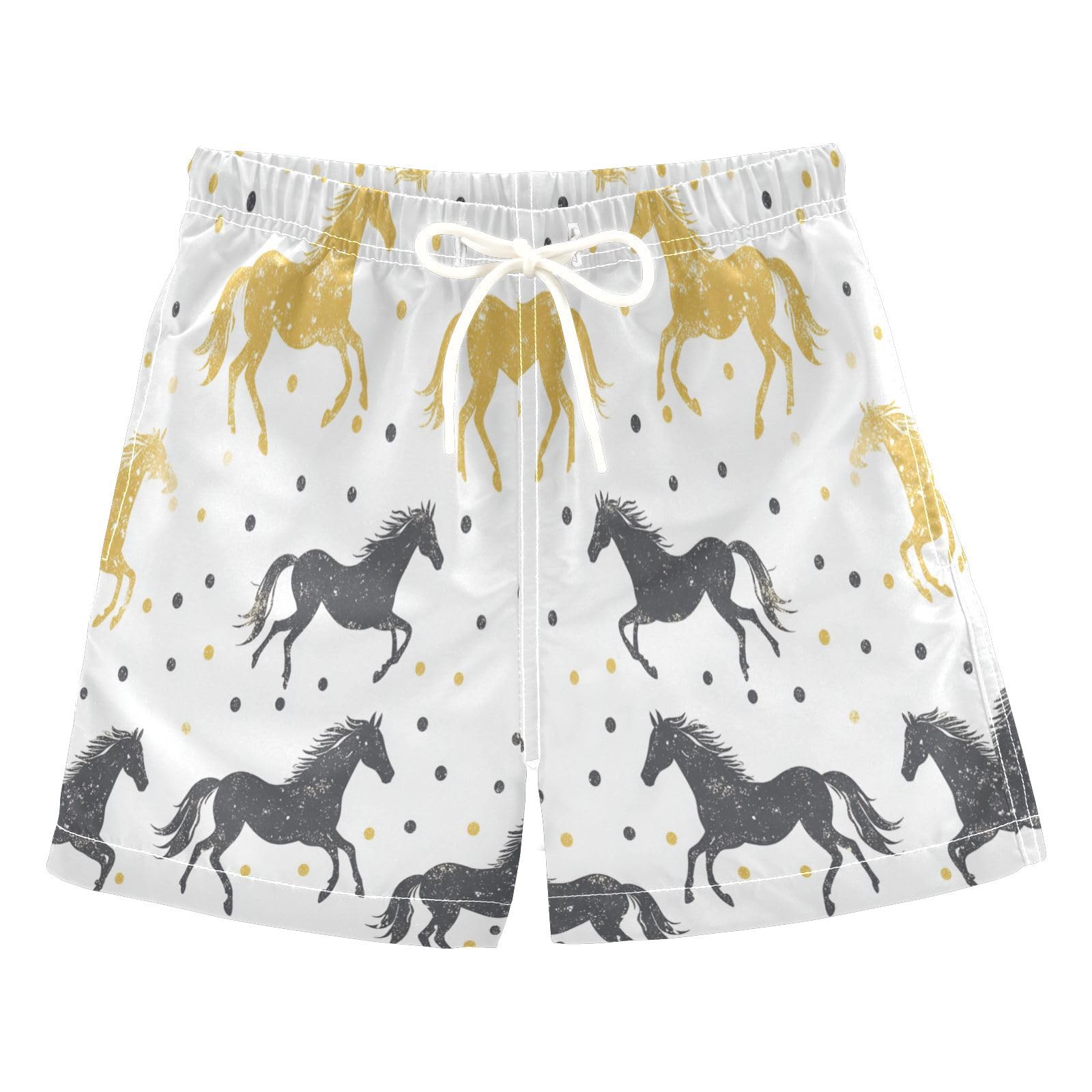 Jucciaco Boys Beach Board Shorts Horse Vintage Animal Quick Dry Swim Trunk Swimwear for Kids Multicolor