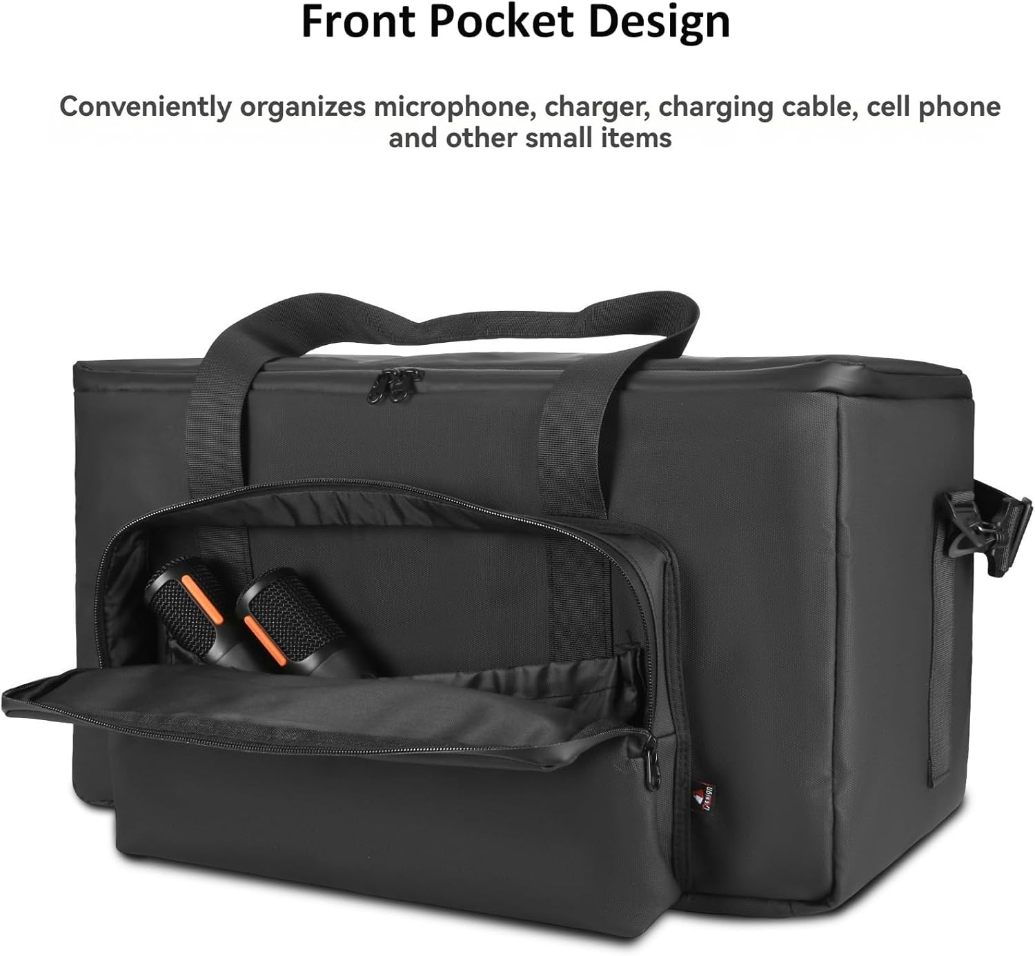 Speaker Tote Bag Carrying Case Compatible with JBL PartyBox On The Go/Go 2, Travel Storage Bag with Shoulder Strap and Storage Pocket for Microphone Speaker Accessories