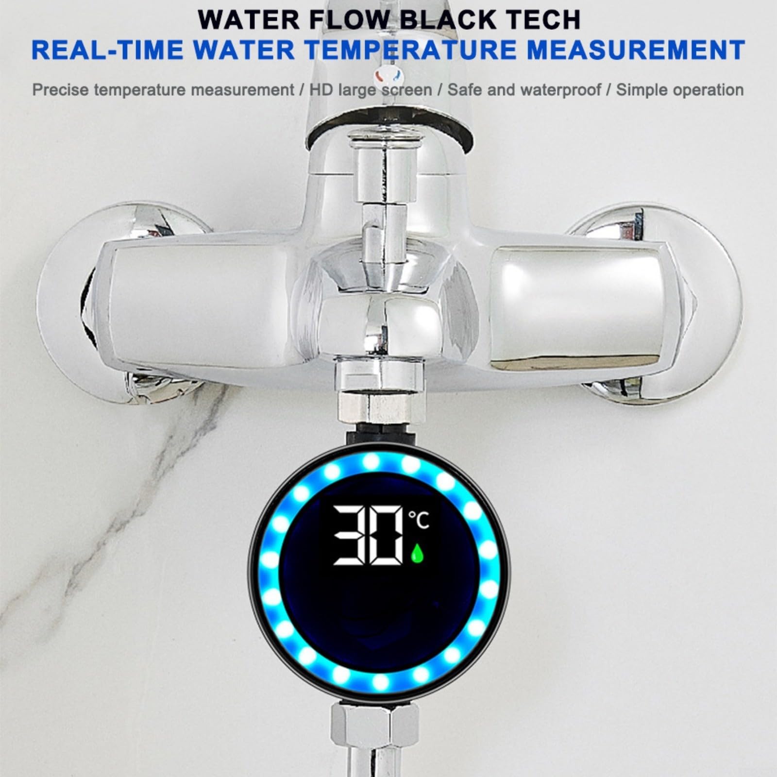 Wasserthermometer, Duschthermometer LED-Digitalanzeige, digitales mit sofortiger Temperaturanzeige