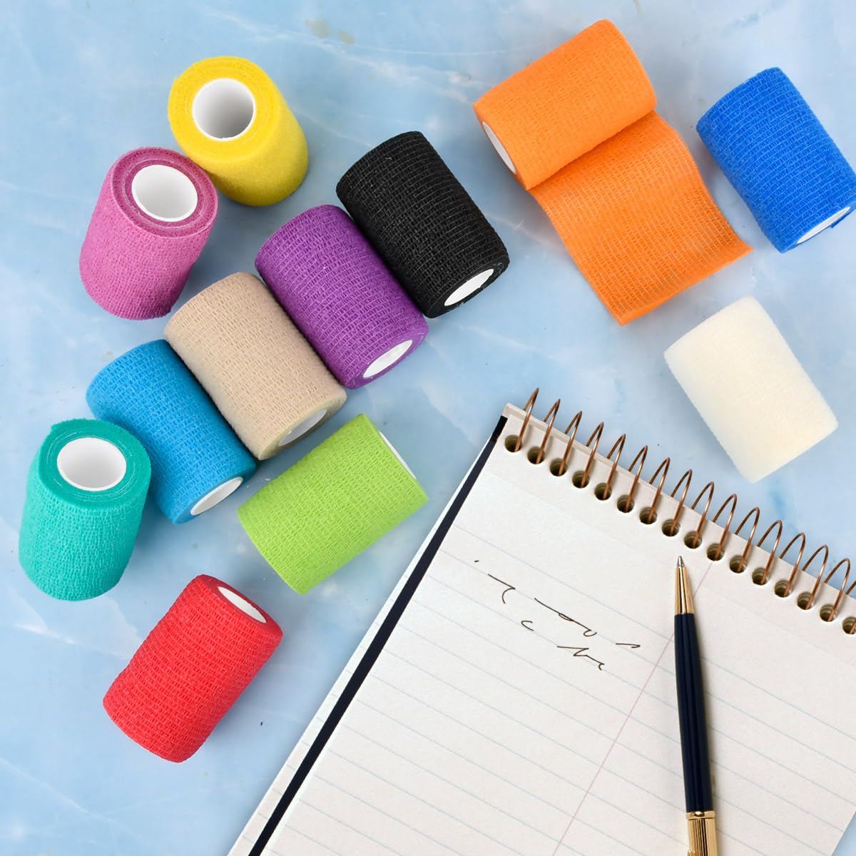 12 Rollos 7.5cm x 4m Venda Elastica Adhesiva, Venda Elastica Deportiva, Venda Cohesiva Envoltura, Venda Cohesiva Autoadhesivas, Vendaje Elástico Transpirable para Muñeca Pies Mascota