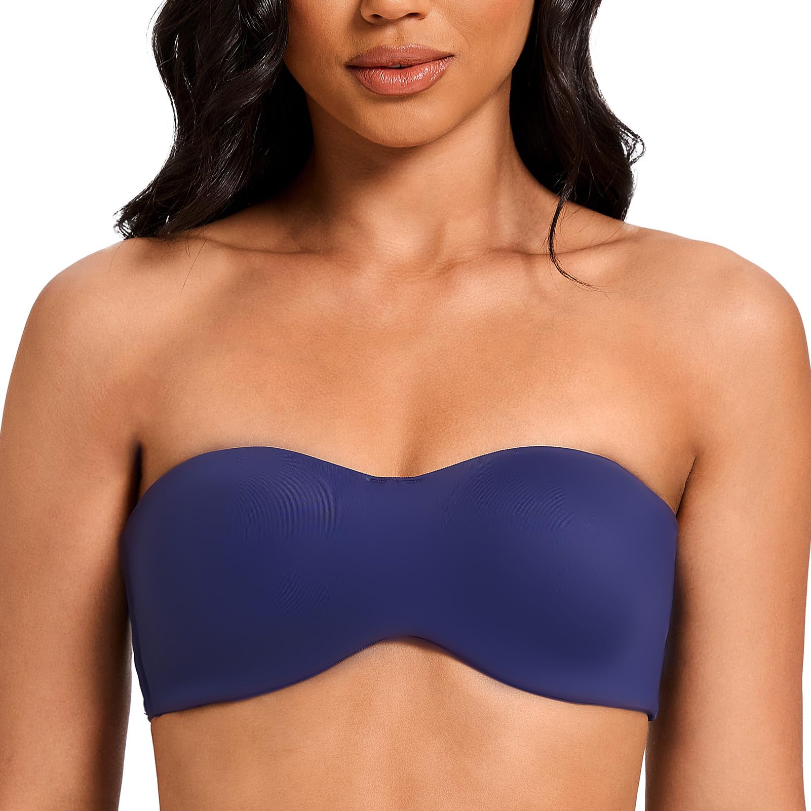 MELENECA Women's Strapless Minimizer Multiway for Large Bust Unlined Seemless Underwire Bandeau Bra Blue 34A
