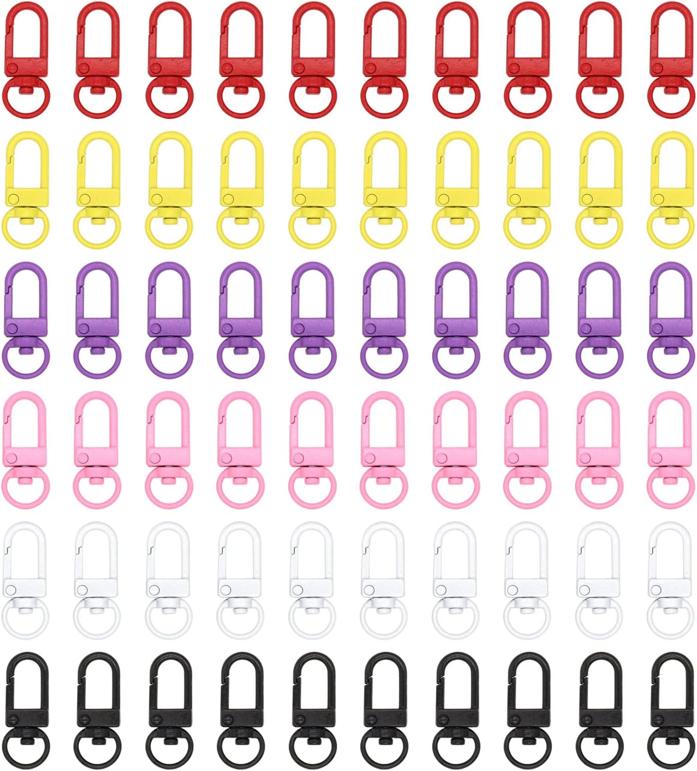 60 Pcs Metal Lobster Claw Clasps Swivel Lanyards Trigger Snap Hooks Strap Lanyard Swivel Snap Hooks Swivel Clasps, Zipper Pulls, Beads Projects, Colorful Little Clips (Multicolor)