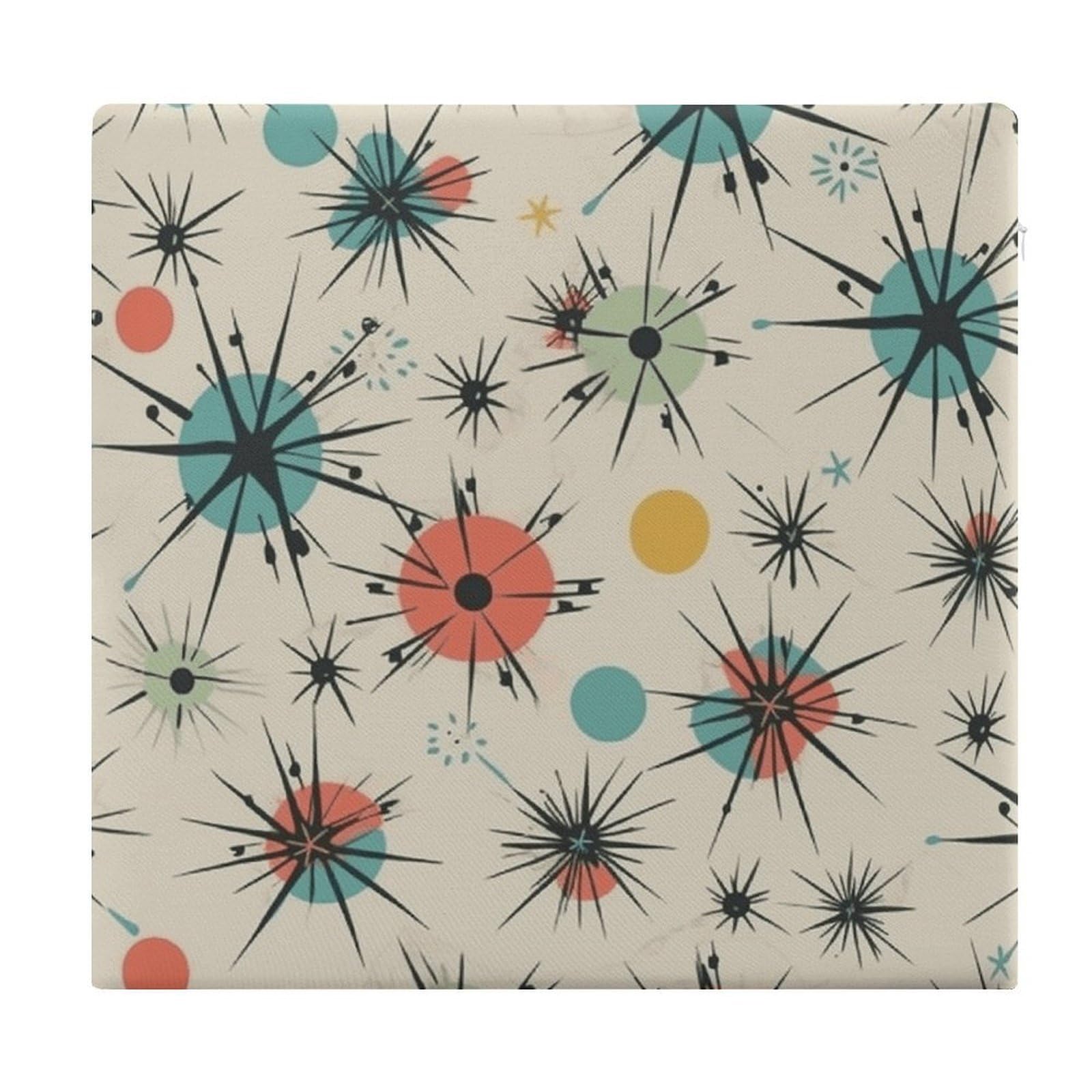 FekiLoot Atomic Stars Outdoor Square Seat Cushion, Memory Foam, Non Slip, Comfortable Meditation Floor Cushion for Kitchen, Dining, Office, Chairs 15" x 13.8"