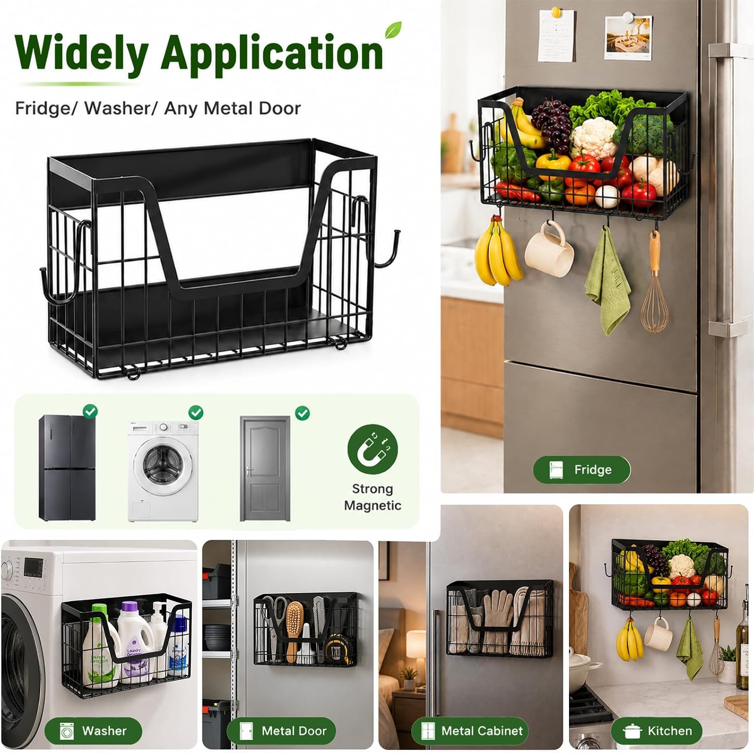 UFORU Magnetic Shelf for Fridge, Strong Magnet Storage Rack for Kitchen